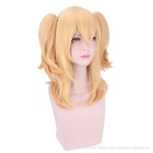 cosplay wig with two ponytail, custom detach ponytail